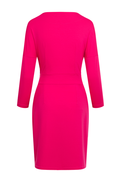 Leila Mini - sukienka z okrągłym dekoltem w kolorze PANTONE Pink Peacock