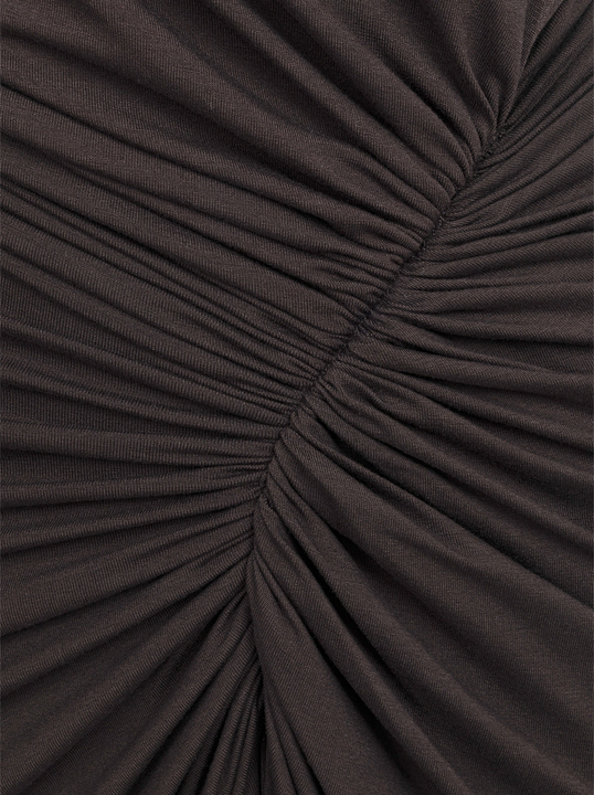 Corsica - Sukienka z przesuniętym marszczeniem ECOVERO™ gorzka czekolada