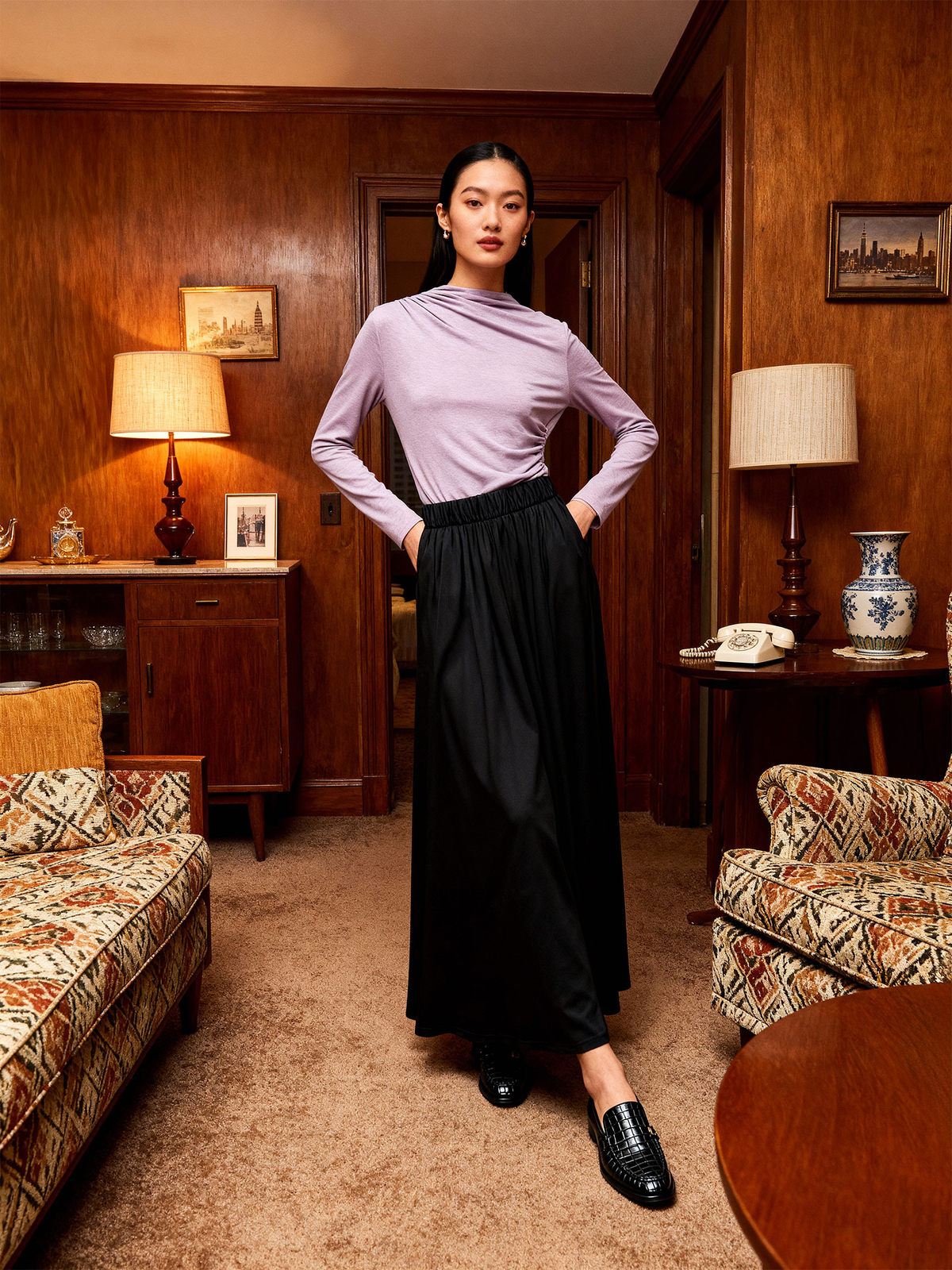 Montana - Czarna spódnica maxi ECOVERO™