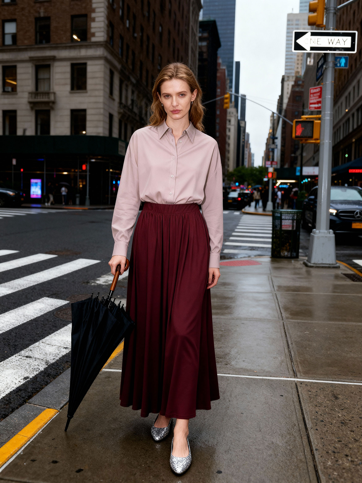 Montana - Bordowa spódnica maxi ECOVERO™