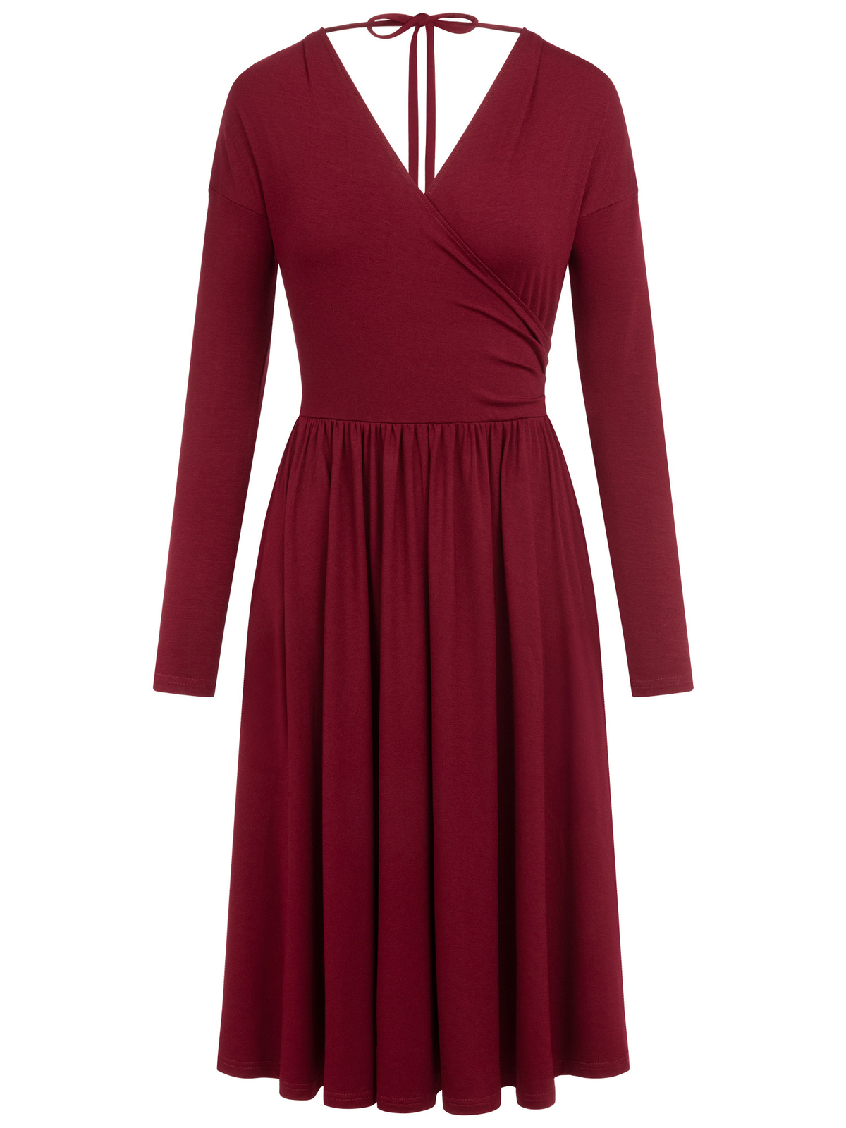 Rio - Kopertowa sukienka z wiązaniem na plecach ECOVERO™ bordowa