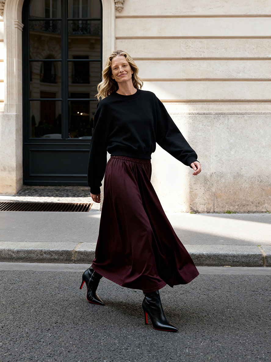 Montana - Spódnica maxi kolorze jeżynowym ECOVERO™