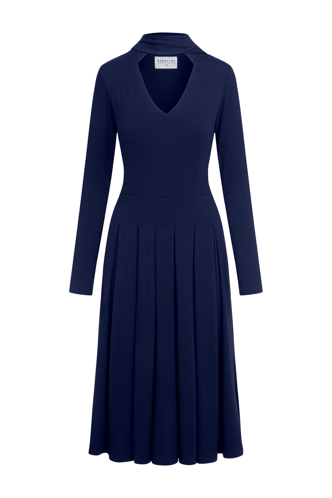Lucca - Sukienka z opcjonalnym wiązaniem przy szyi ECOVERO™ granatowa