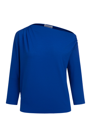 Vera - Asymetryczna bluzka z wiskozy AirJet kobalt