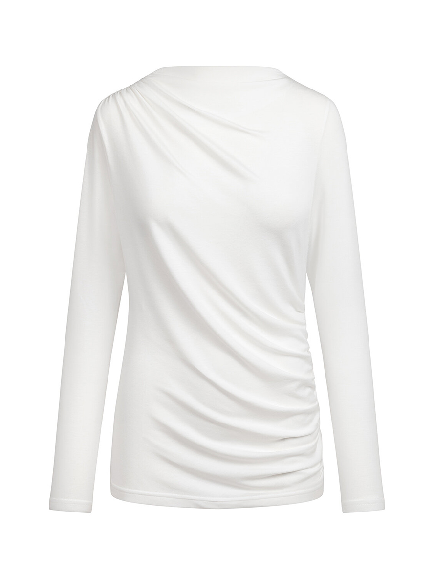 Austin - Bluzka z marszczeniem z dzianiny ecru ECOVERO™