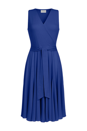 Gisele Midi - Sukienka z godetami bez rękawów w kolorze PANTONE Spectrum Blue