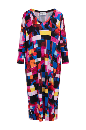 Ida Midi - długa sukienka oversize we wzorze Color Checker