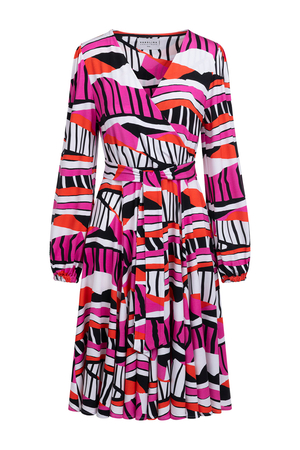 Gaja Midi - rozkloszowana midi z godetami we wzorze Stripes