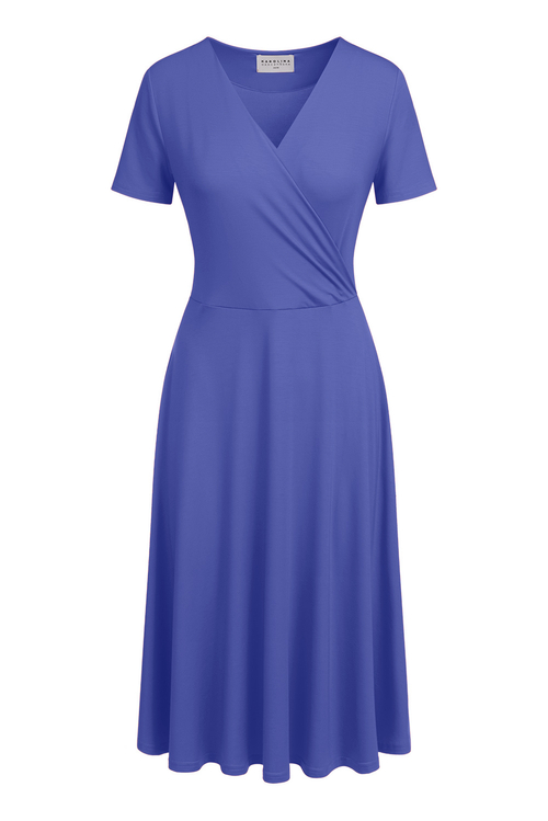 Bella Midi - Kopertowa sukienka z rozkloszowanym dołem PANTONE Very Peri