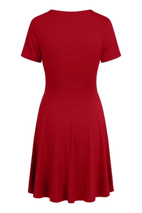 Bella Mini - Rozkloszowana, krótka sukienka z kopertowym dekoltem PANTONE Jester Red