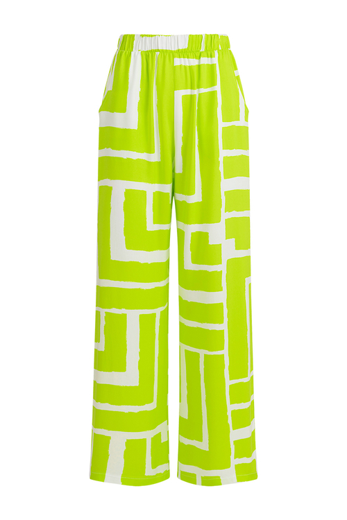Beverly - set koszula + długie luźne spodnie Lime