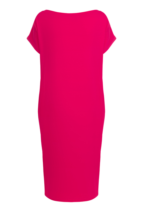 Jill - Sportowa sukienka z dekoltem na ramię PANTONE Pink Peacock