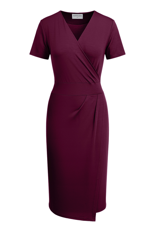 Laura Midi - Sukienka kopertowa ołówkowa PANTONE Raspberry Radiance