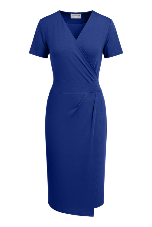 Laura Midi - Sukienka kopertowa ołówkowa PANTONE Spectrum Blue