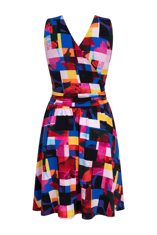 Rim Mini - kopertowa sukienka bez rękawa we wzorze Color Checker