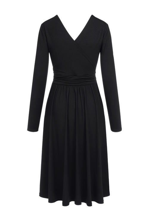 Rosa - TENCEL™ Czarna sukienka z dekoltem na plecach
