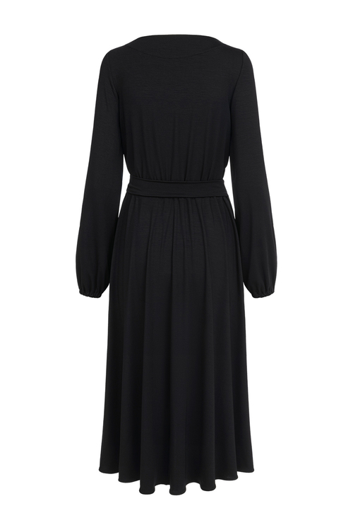 Scarlet Midi - TENCEL™ Rozkloszowana sukienka w kolorze czarnym
