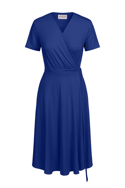 Vivienne - kopertowa rozkloszowana sukienka w kolorze PANTONE Spectrum Blue